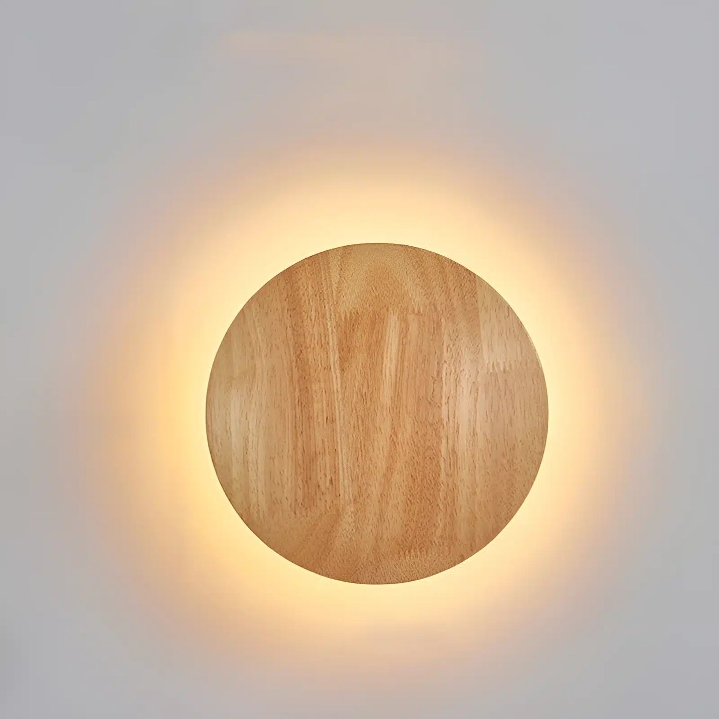 Applique Murale LED Ronde en Bois - Design Nordique Moderne