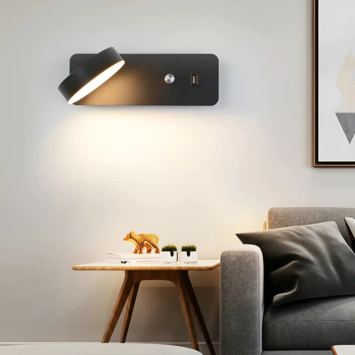 Applique murale LED pivotable avec interrupteur pour chambre