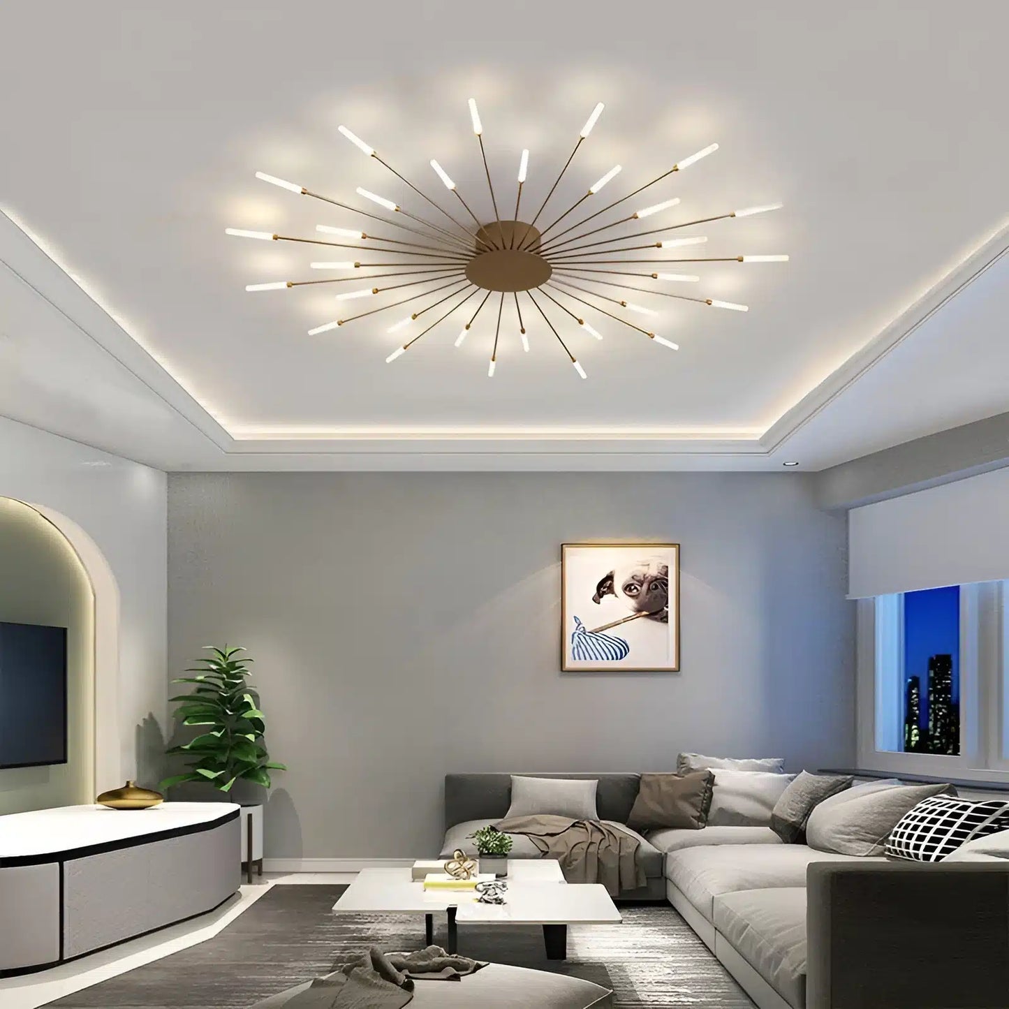 Plafonnier LED Moderne Effet Feux d'Artifice pour Salon