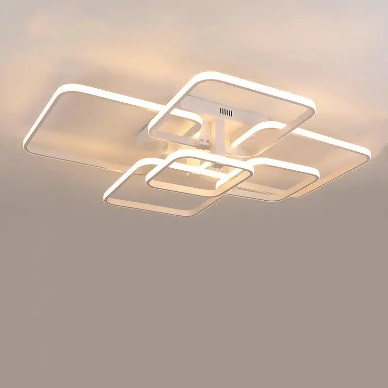 Plafonnier LED Moderne en Blanc et Noir avec 3 ou 6 Têtes et Télécommande pour le Salon