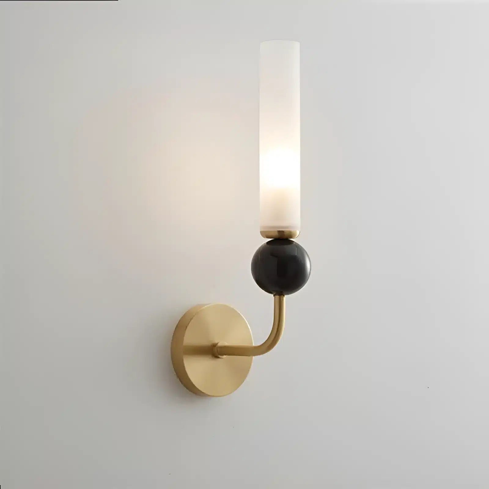 Applique Murale avec coude en Marbre et Cuivre avec Abat - jour Acrylique pour salon - Luminenza - Doré