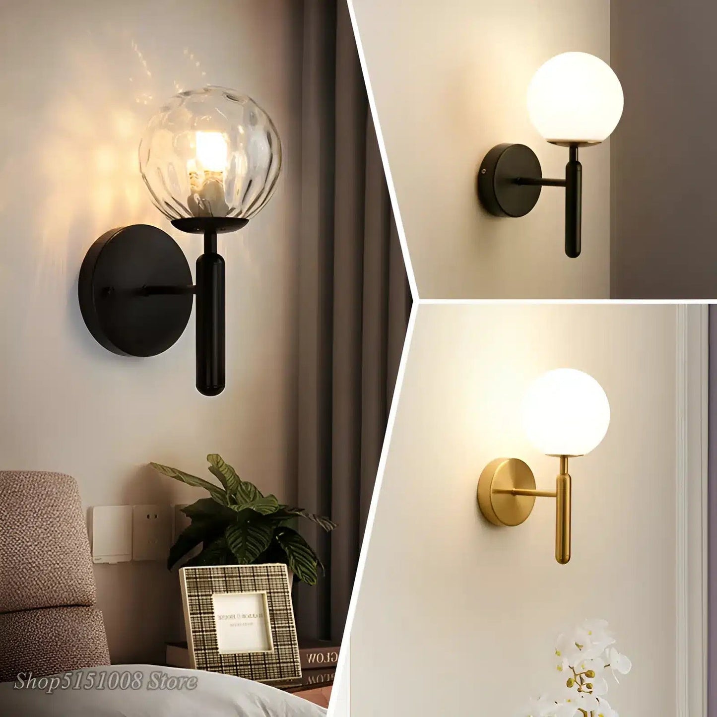 Applique Murale avec Globe Lumineux pour Chambre - Luminenza - Noir