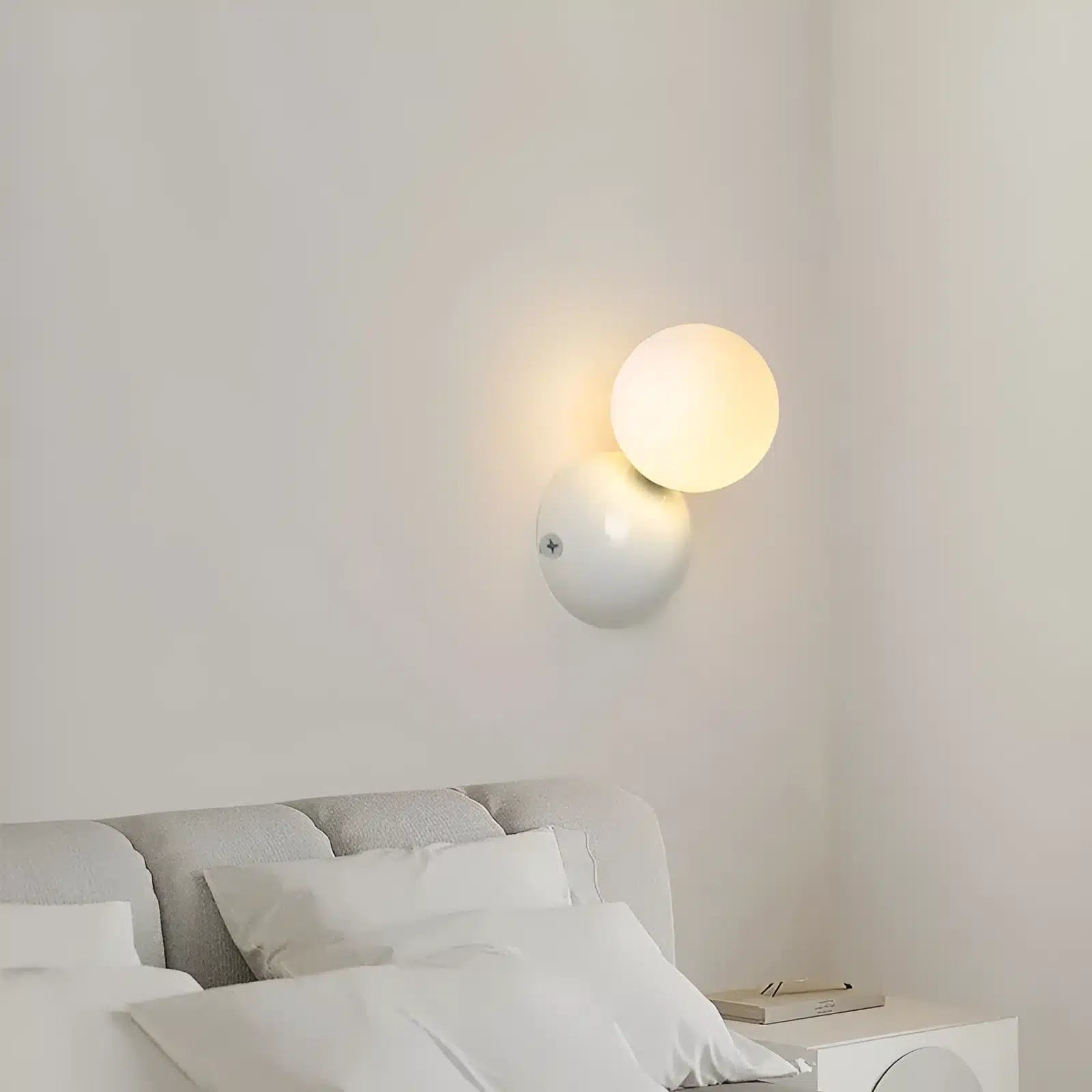 Applique Murale Boule Crème - Luminaire Décoratif d'Intérieur - Luminenza - Blanc