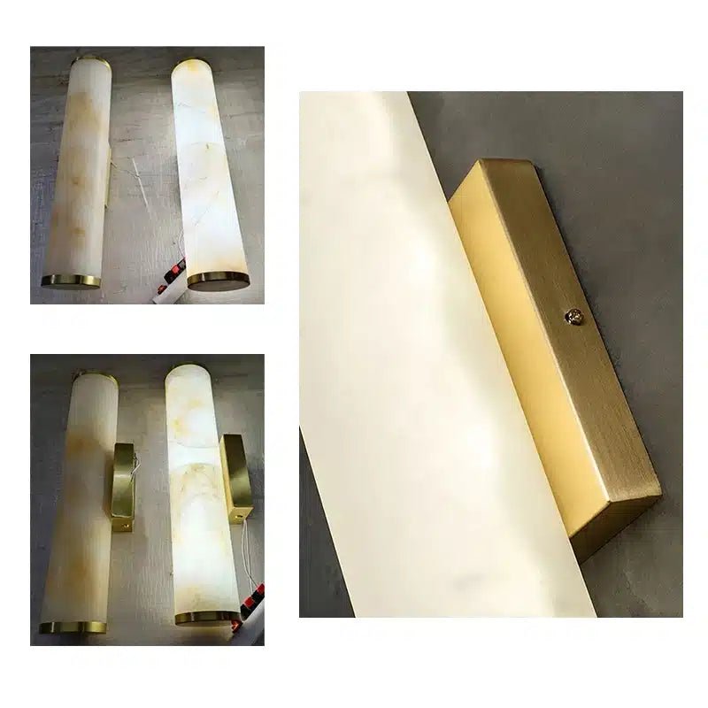 Applique Murale Cylindrique en Marbre et Cuivre pour salon - Luminenza - Doré