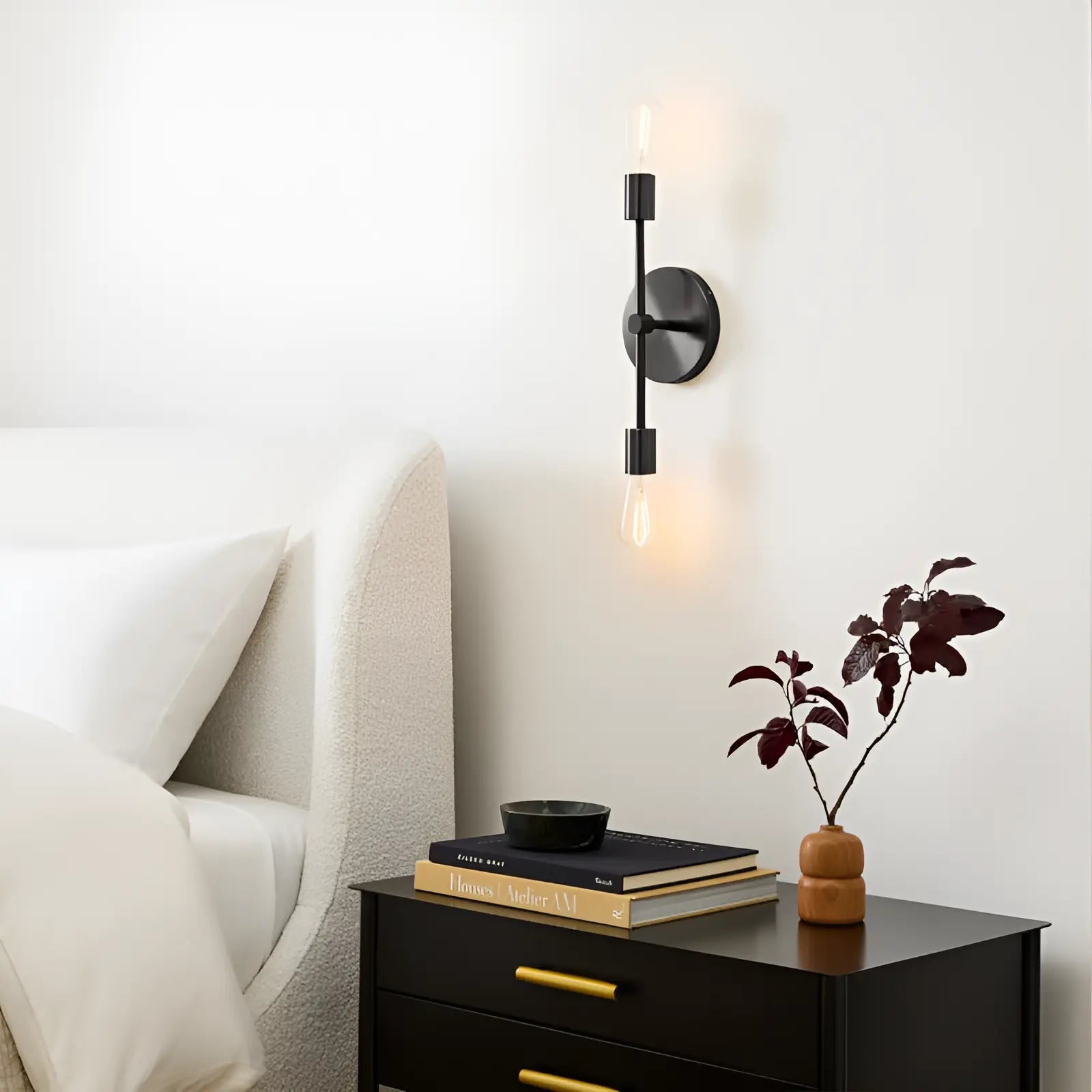Applique murale double tête LED pour chambre moderne - Luminenza - Noir