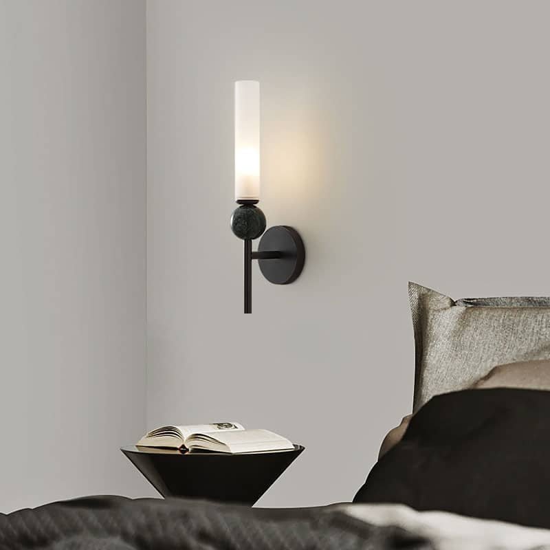 Applique Murale droite en Marbre et Cuivre avec Abat - jour Acrylique pour salon - Luminenza - Doré