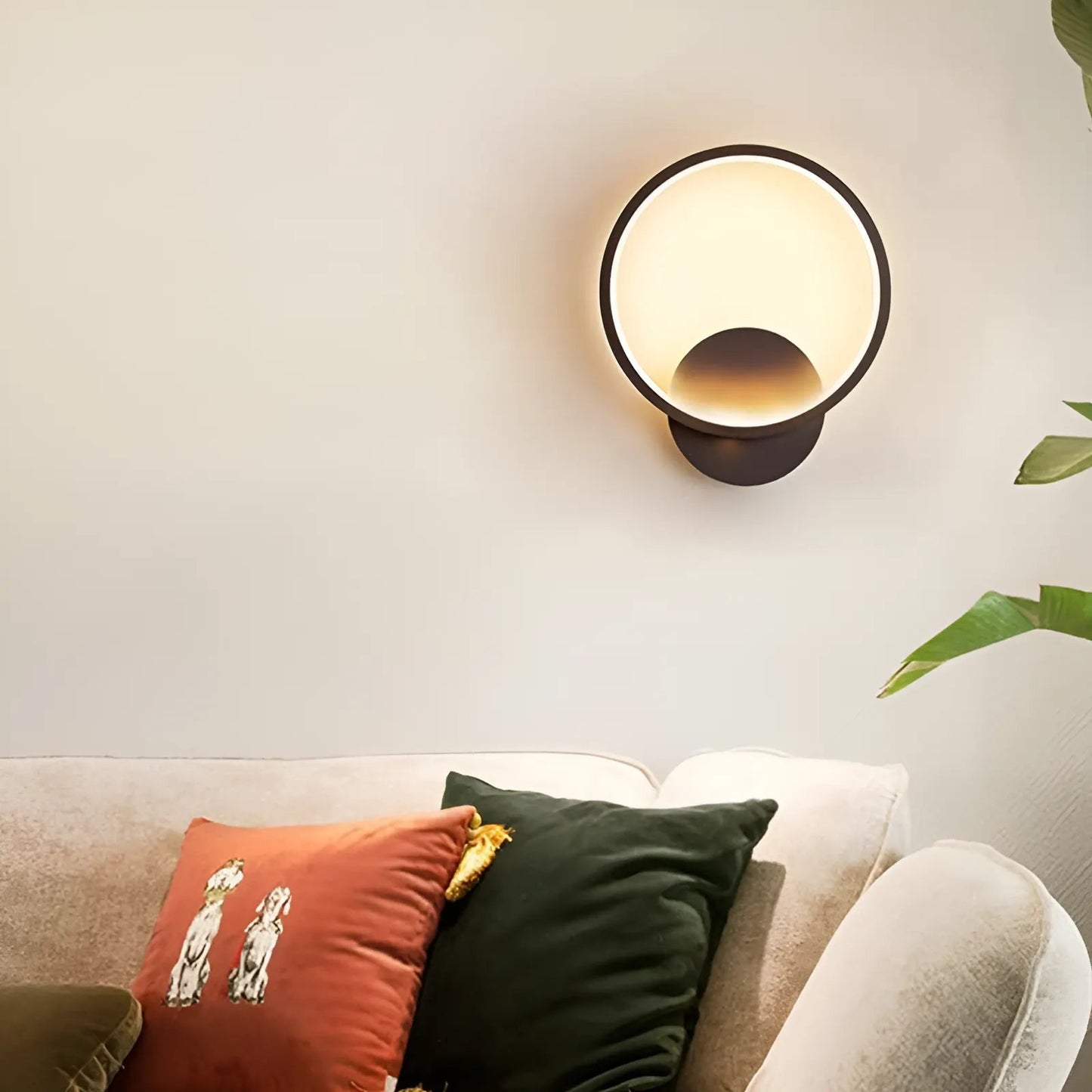 Applique murale en forme de cercle lumineux pour chambre - Luminenza - Blanc