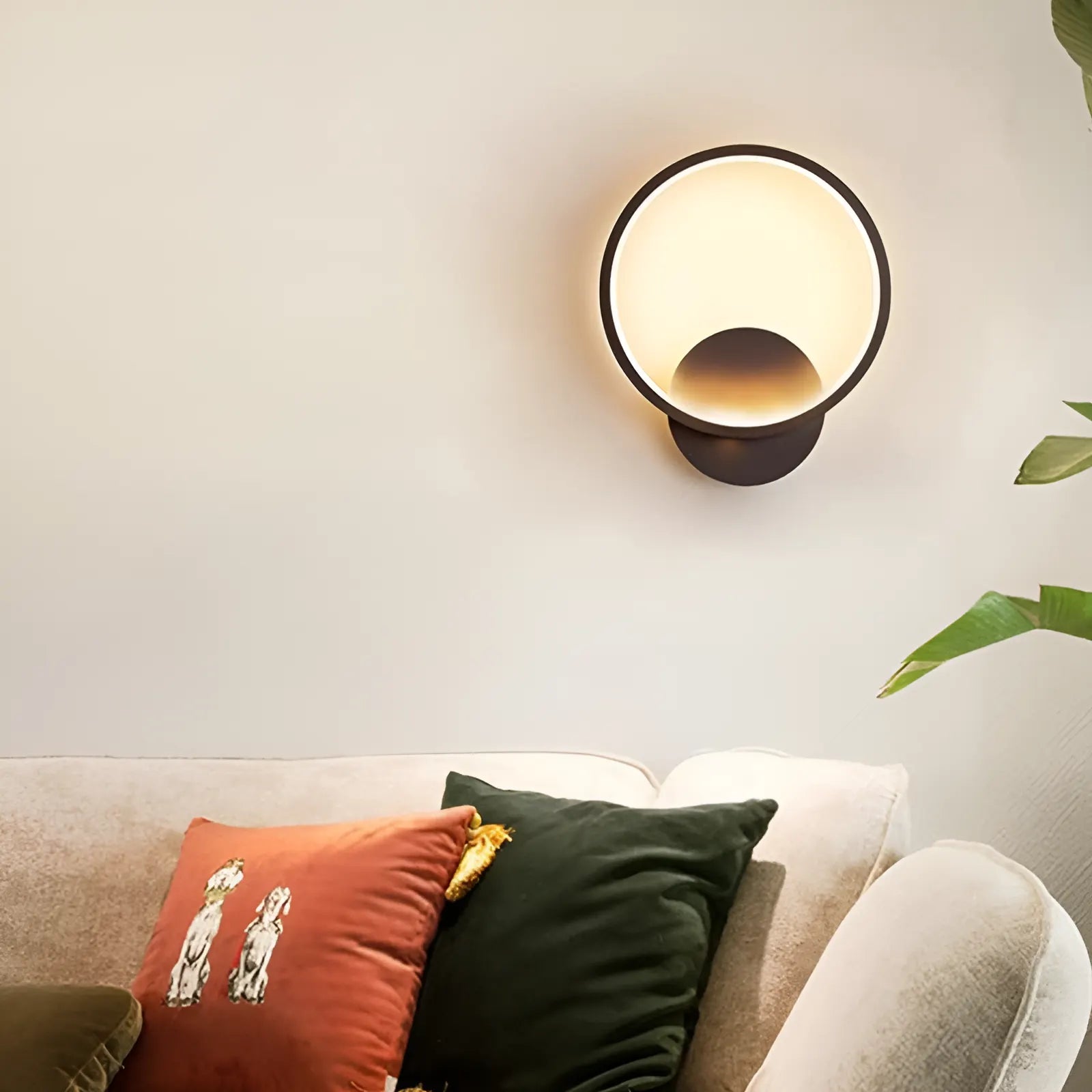 Applique murale en forme de cercle lumineux pour chambre - Luminenza - Blanc