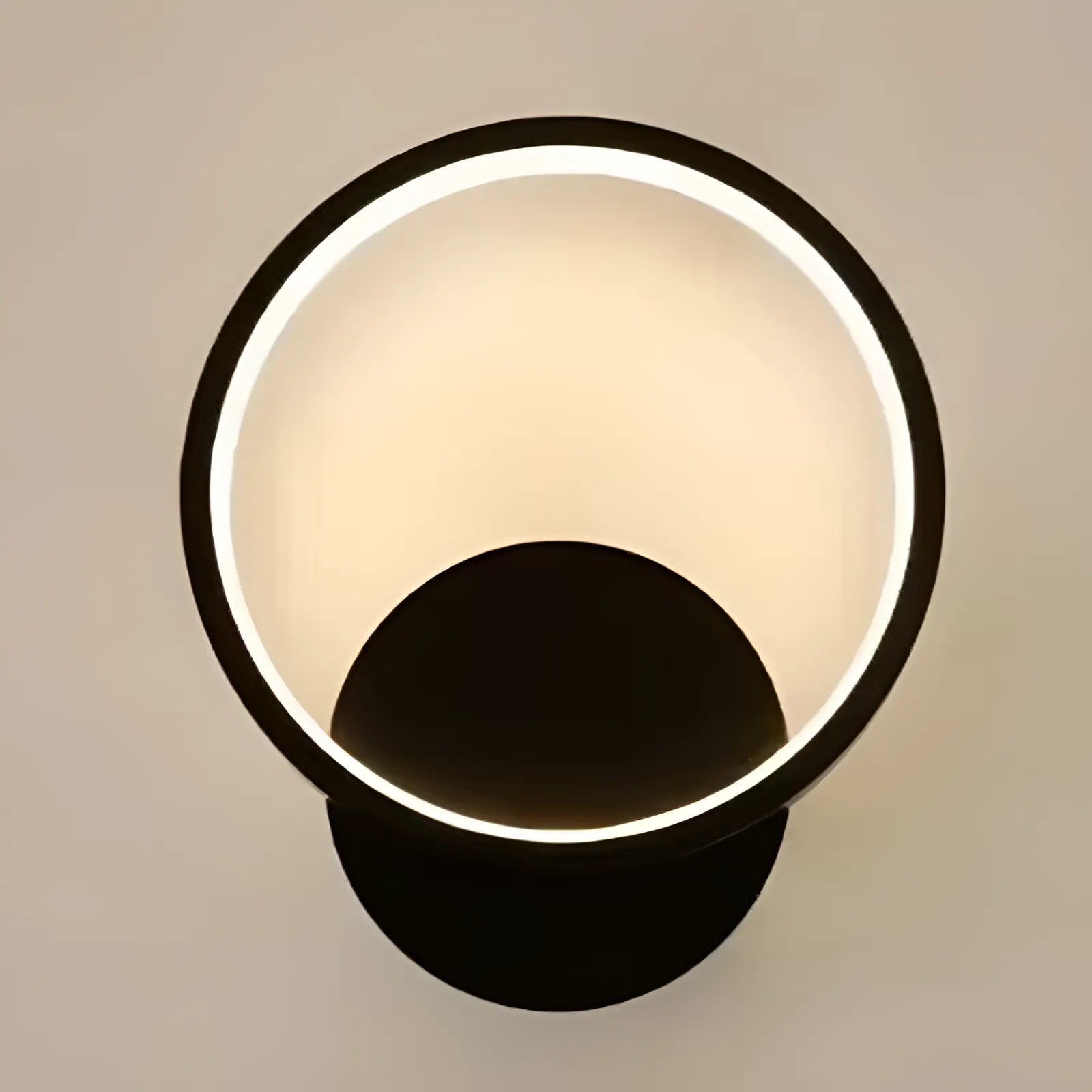 Applique murale en forme de cercle lumineux pour chambre - Luminenza - Noir