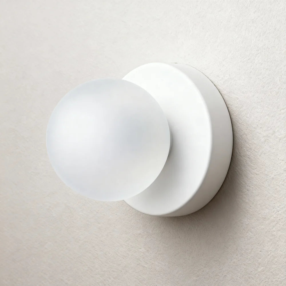 Applique murale en forme de sphère sur un disque pour chambre - Luminenza - Blanc