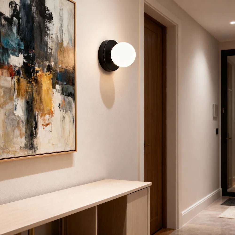 Applique murale en forme de sphère sur un disque pour chambre - Luminenza - Blanc