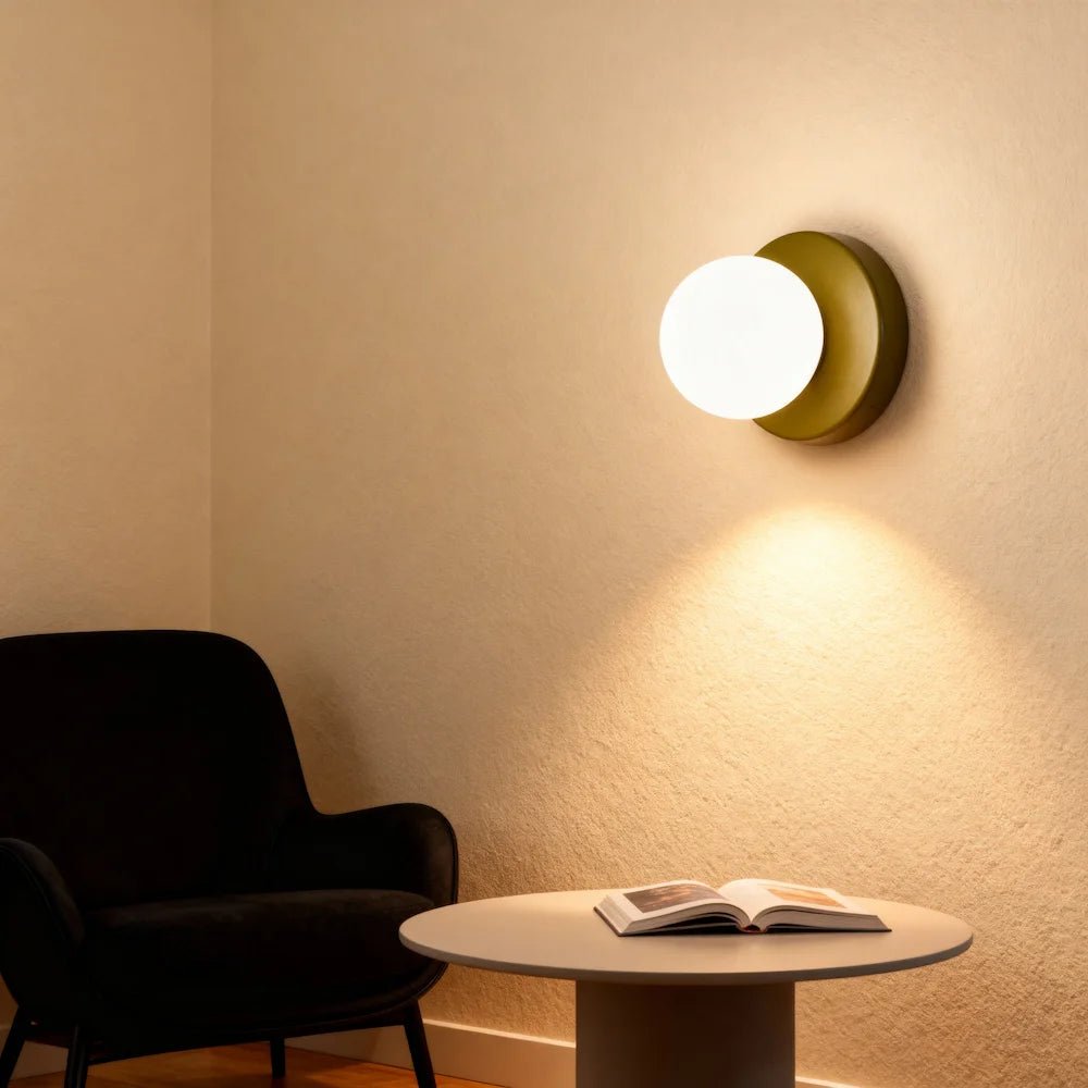 Applique murale en forme de sphère sur un disque pour chambre - Luminenza - Blanc