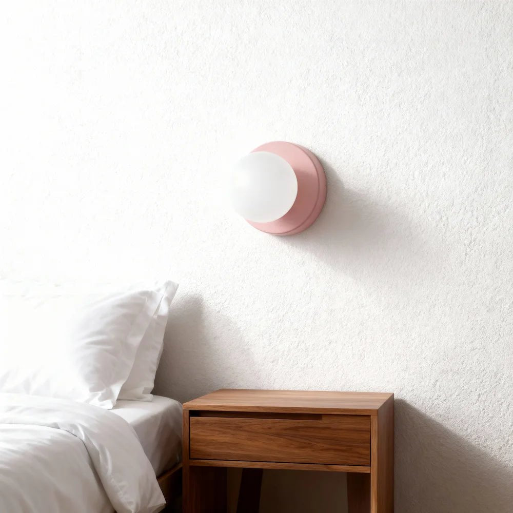 Applique murale en forme de sphère sur un disque pour chambre - Luminenza - Blanc