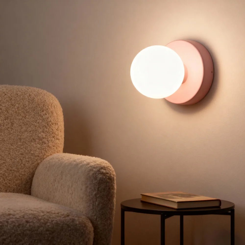 Applique murale en forme de sphère sur un disque pour chambre - Luminenza - Blanc