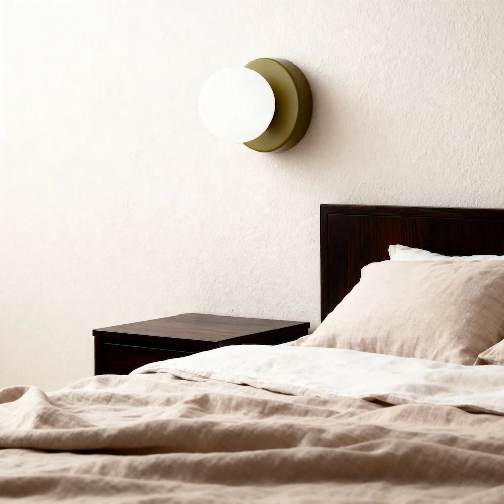 Applique murale en forme de sphère sur un disque pour chambre - Luminenza - Blanc