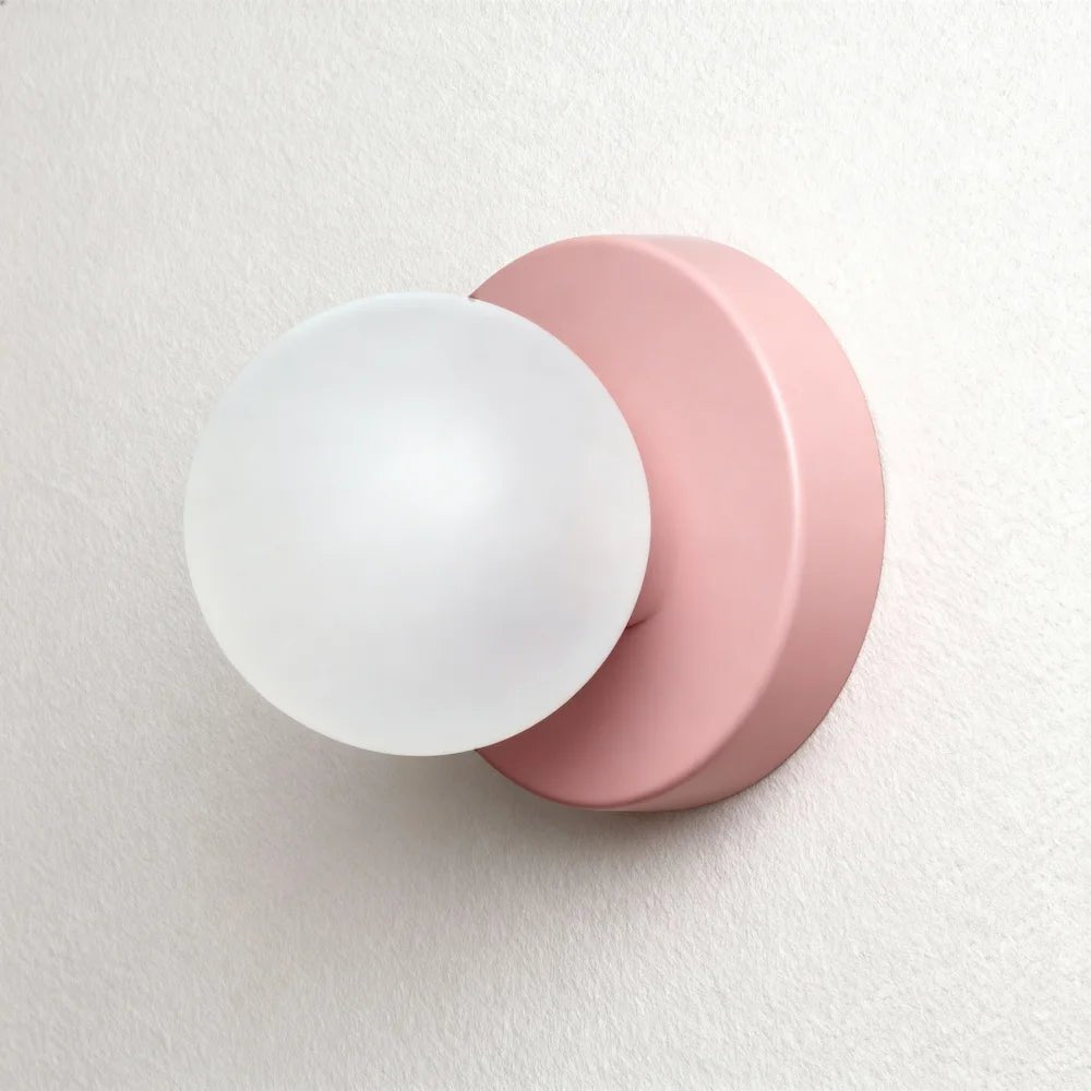 Applique murale en forme de sphère sur un disque pour chambre - Luminenza - Rose pale