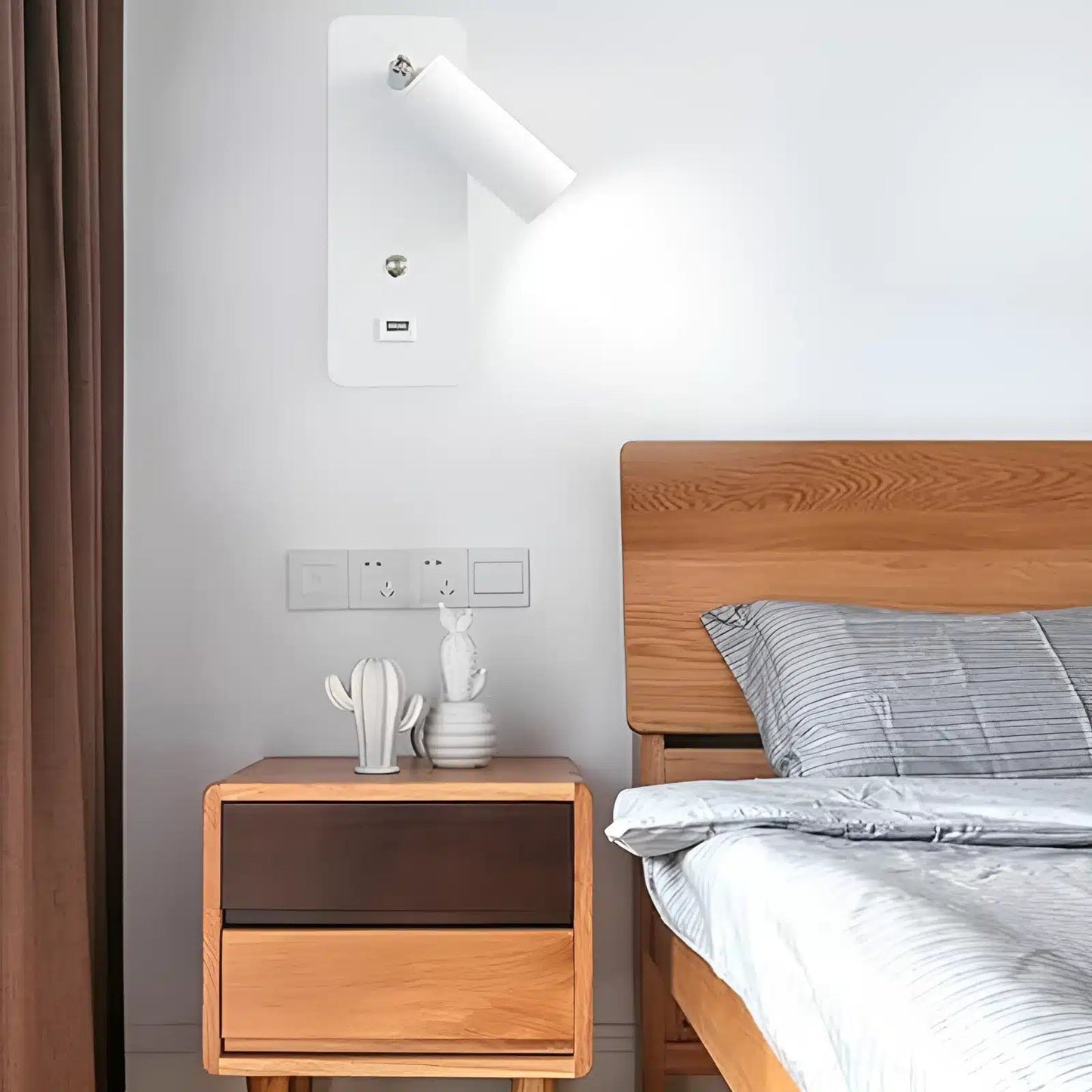 Applique murale LED avec interrupteur en forme de pilier pour chambre - Luminenza - Noir