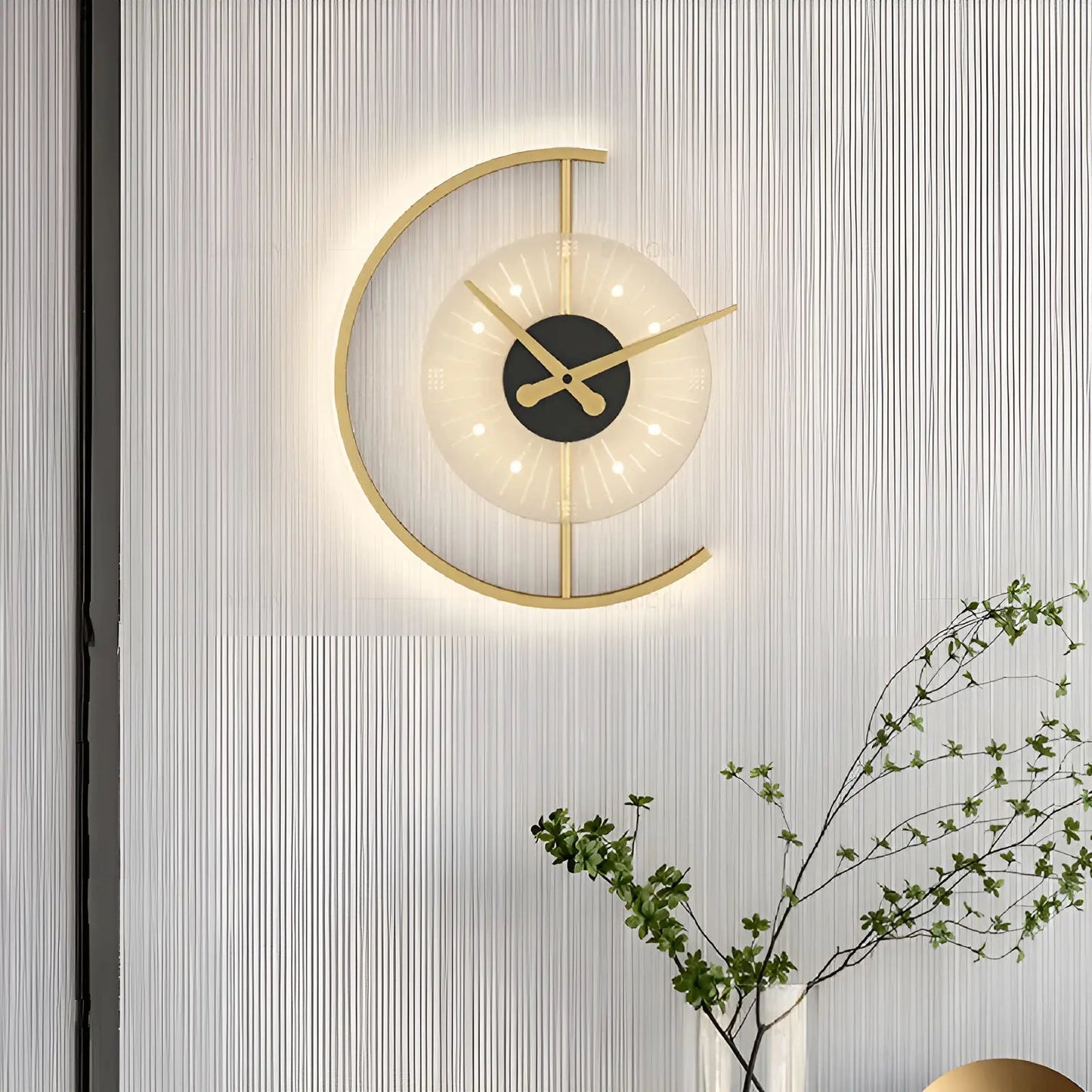 Applique murale LED design avec horloge pour chambre - Luminenza - Doré