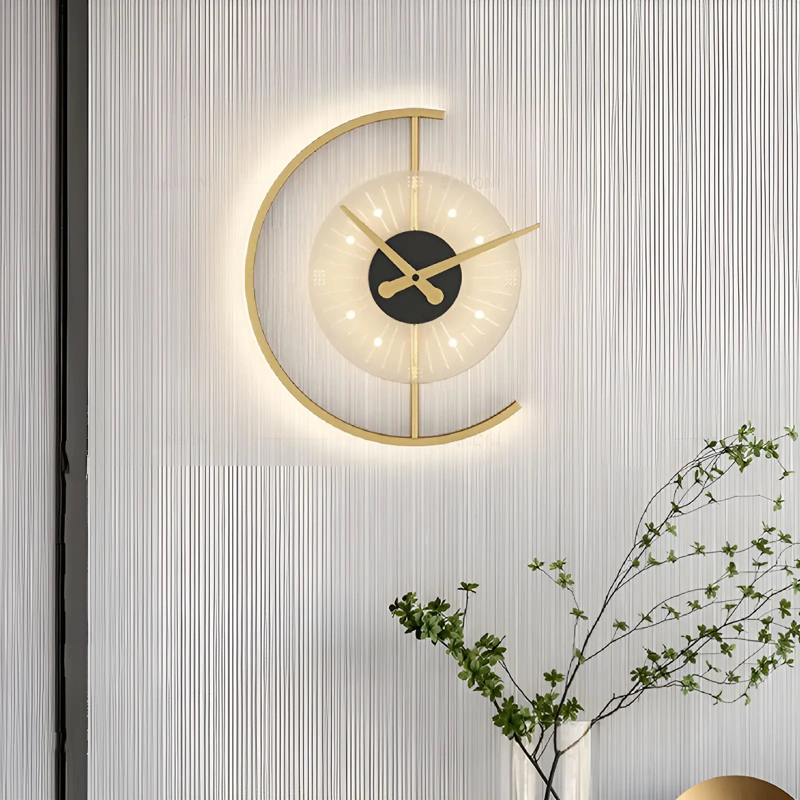 Applique murale LED design avec horloge pour chambre - Luminenza - Doré
