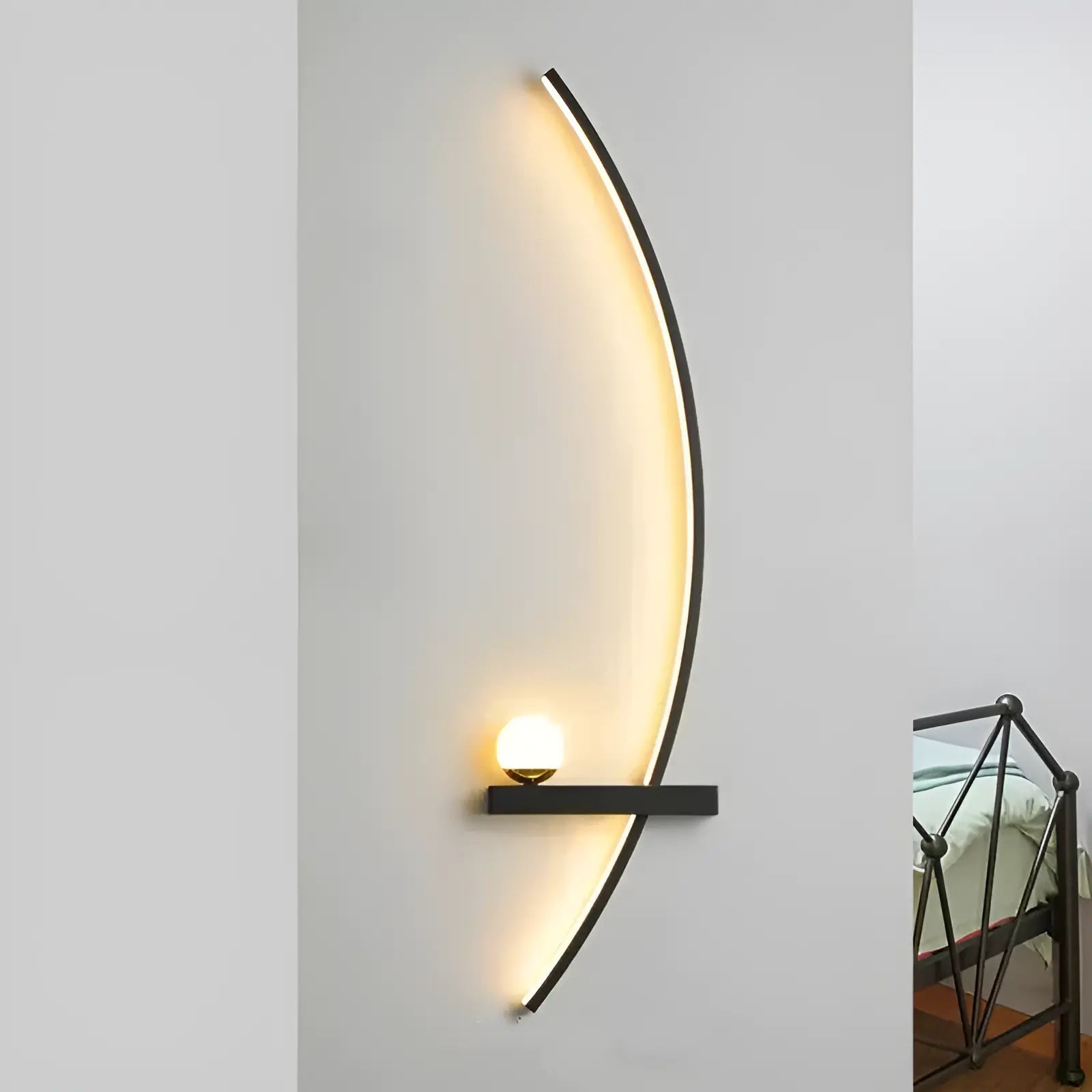 Applique murale LED en forme d'arc pour chambre - Luminenza - Noir