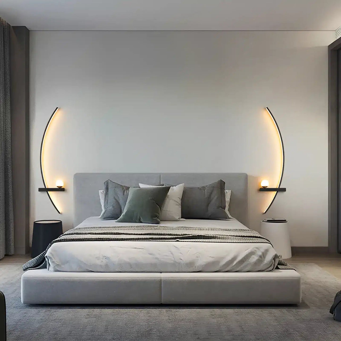 Applique murale LED en forme d'arc pour chambre - Luminenza - Noir