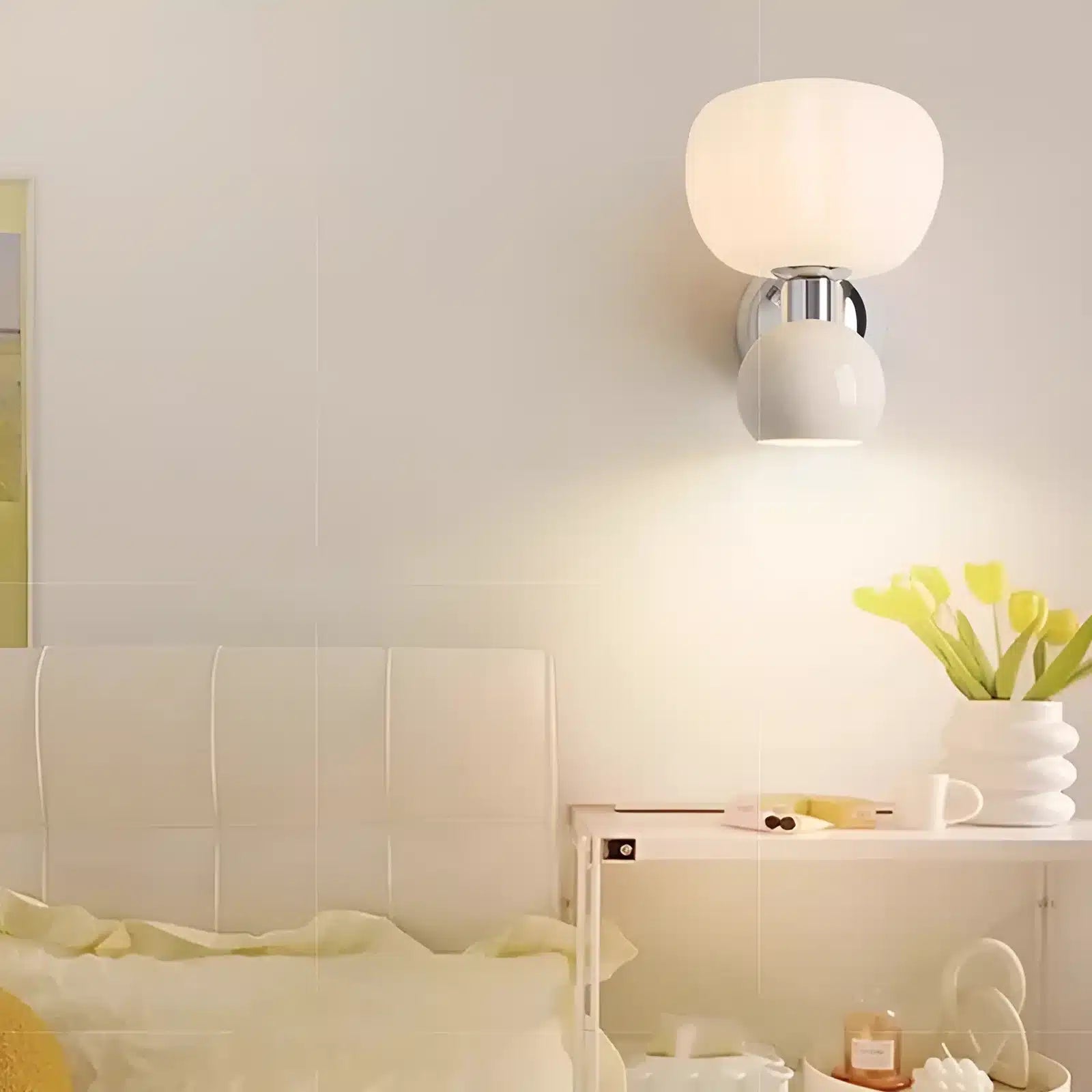 Applique murale LED en forme de citrouille pour chambre - Luminenza - Blanc