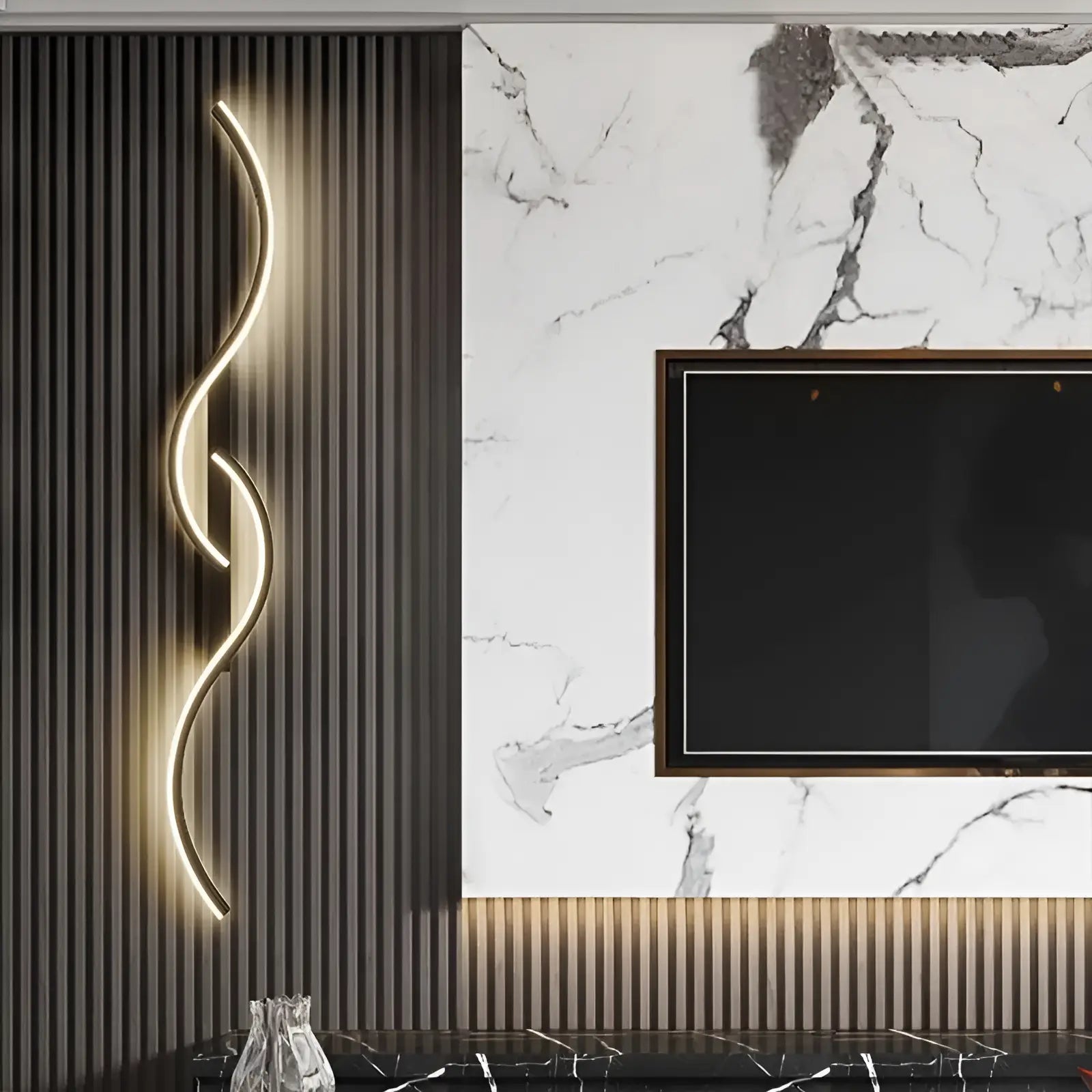 Applique murale LED en forme de flamme de lumière pour chambre - Luminenza - Noir