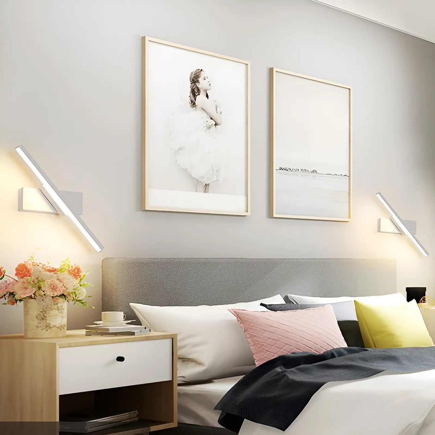 Applique murale LED en forme de lame rotative pour chambre - Luminenza - Blanc