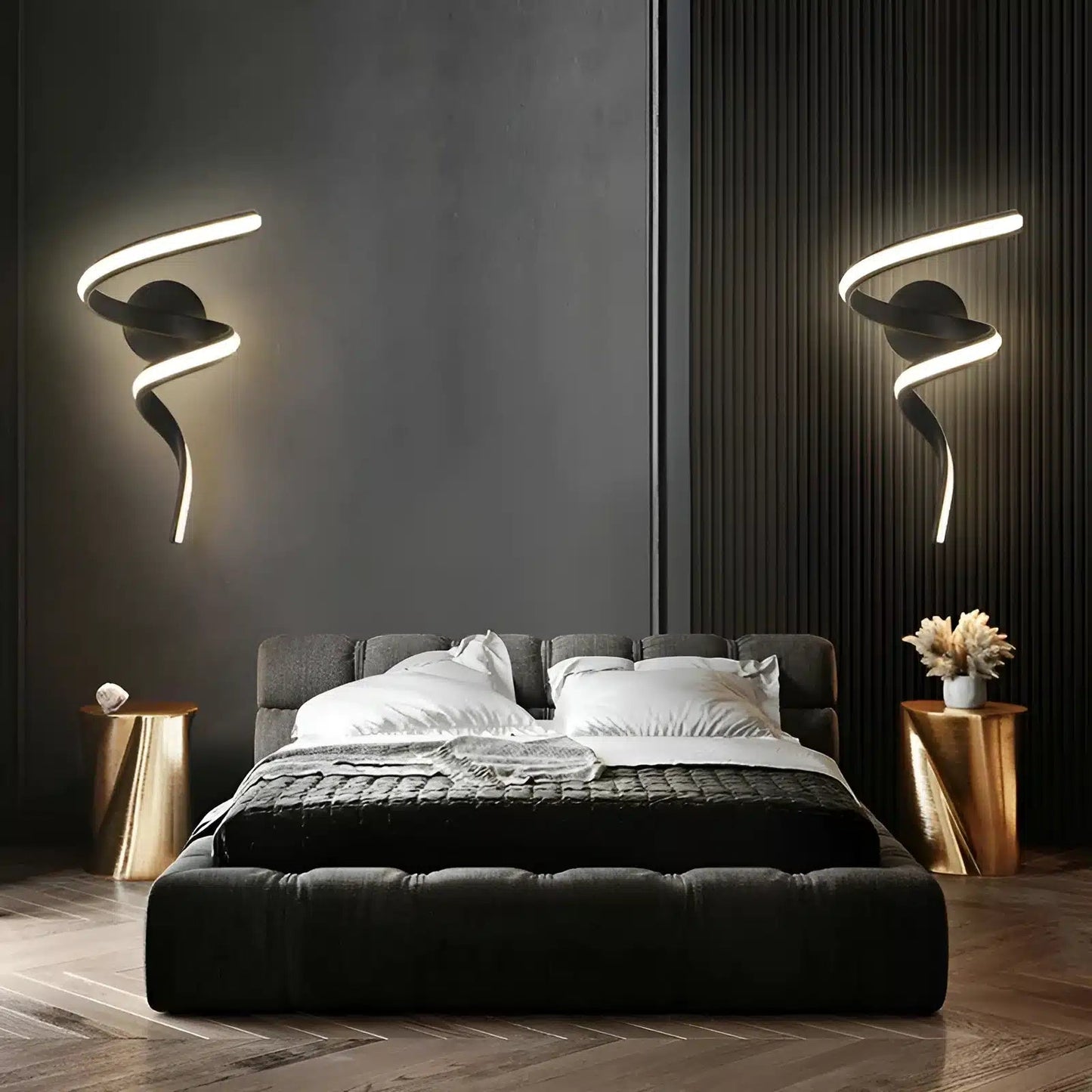 Applique murale LED en forme de tourbillon éclairé pour chambre - Luminenza - Blanc