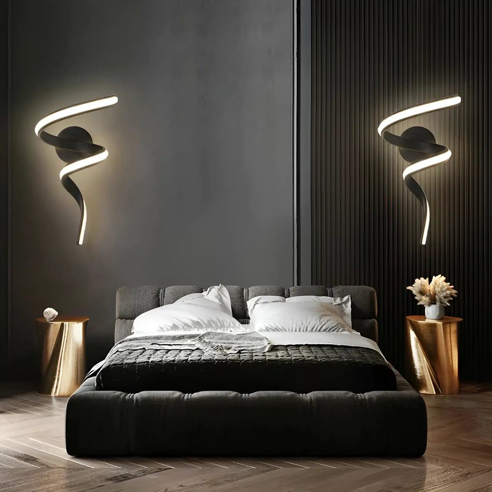 Applique murale LED en forme de tourbillon éclairé pour chambre - Luminenza - Blanc