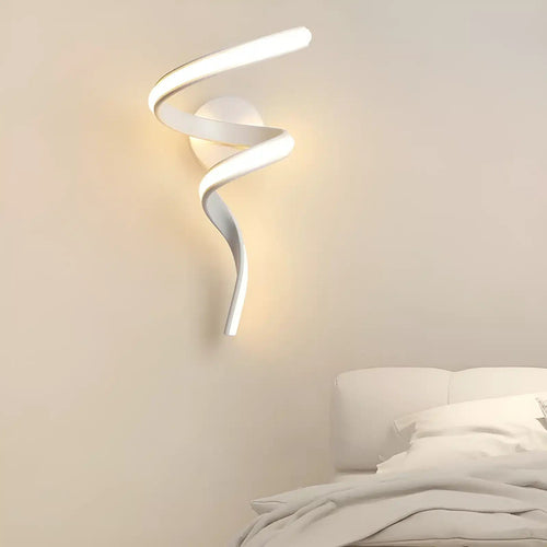 Applique murale LED en forme de tourbillon éclairé pour chambre - Luminenza - Blanc