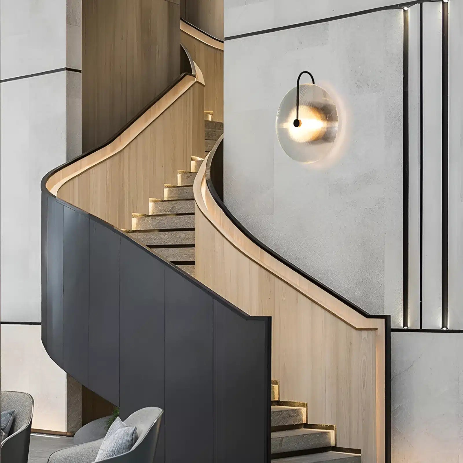 Applique Murale LED en Verre à Rayures Créatives pour Éclairage Décoratif - Luminenza - Noir