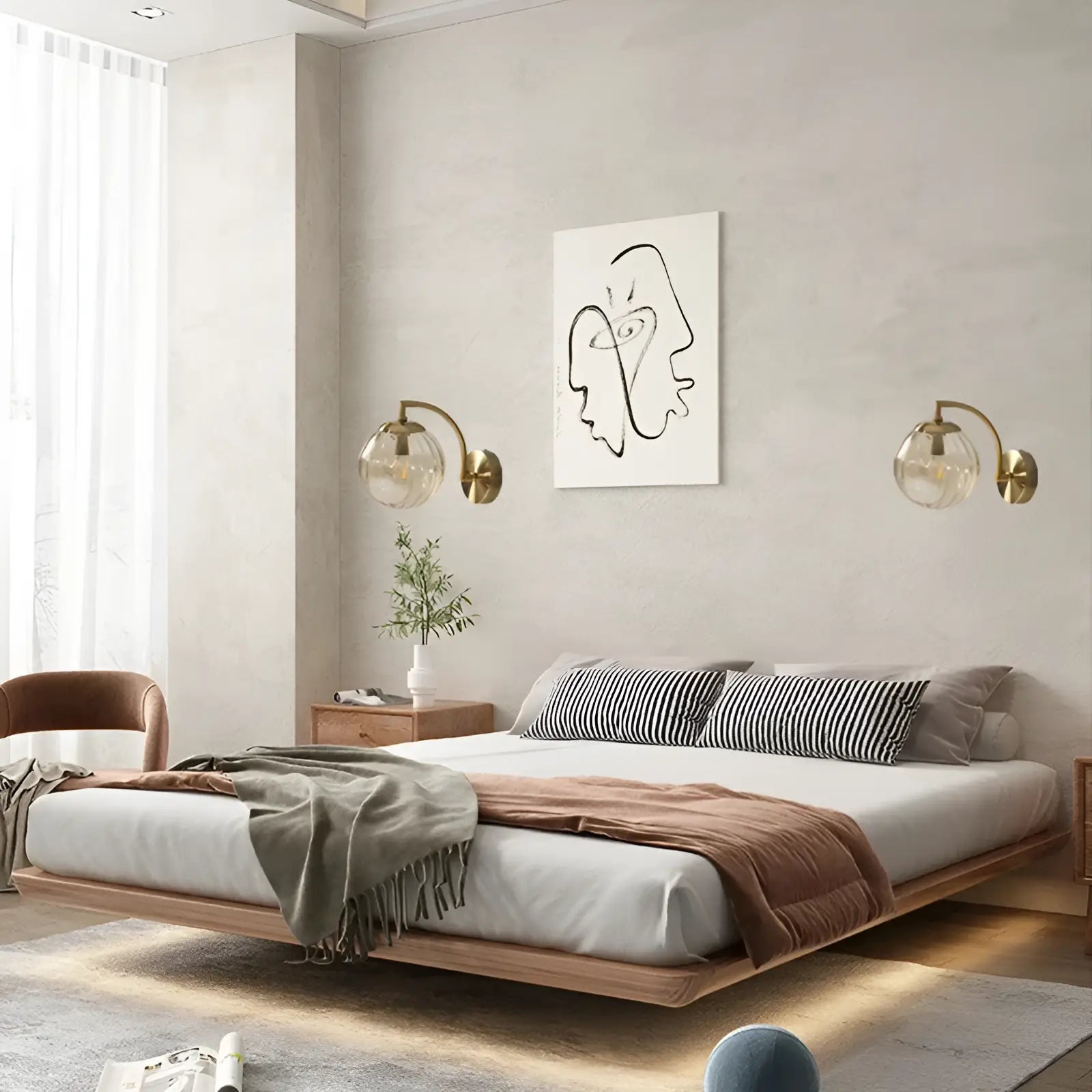 Applique Murale LED en Verre Coloré pour chambre - Luminenza - Cognac