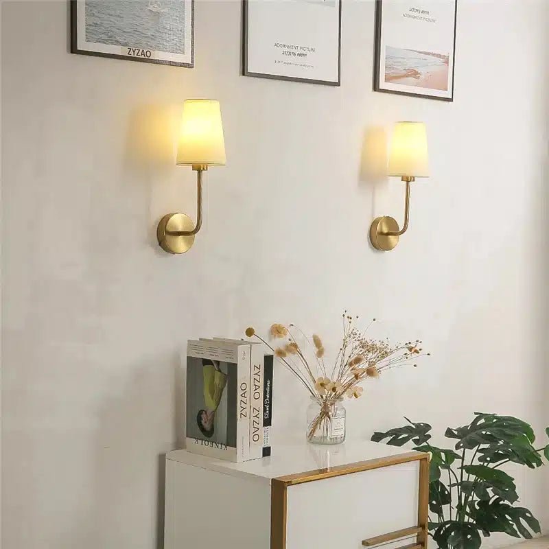 Applique Murale LED Minimaliste Moderne avec Abat - Jour en Lin - Luminenza - Doré
