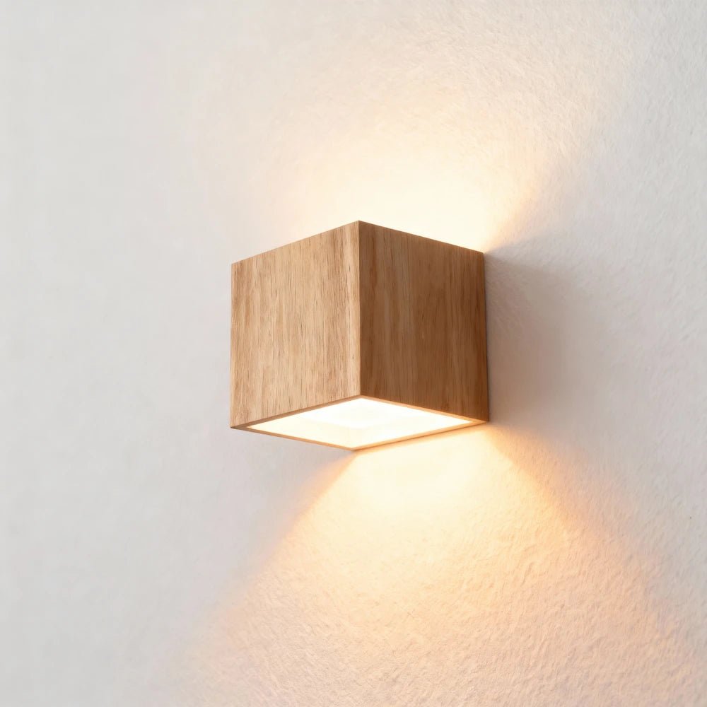 Applique murale LED moderne carrée en bois - Luminenza - Bois