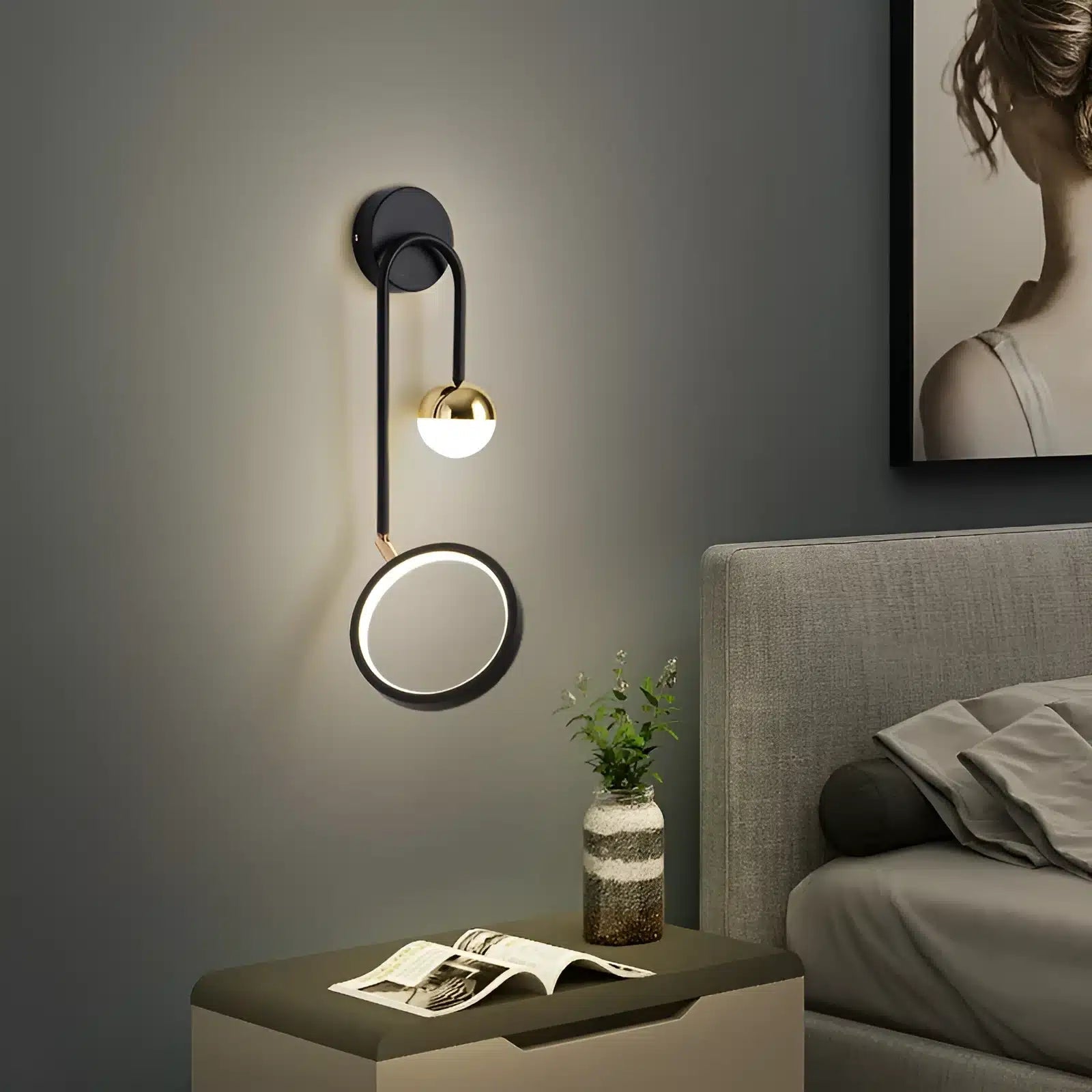 Applique Murale LED Moderne - Design Boule Ronde - Luminenza - Noir