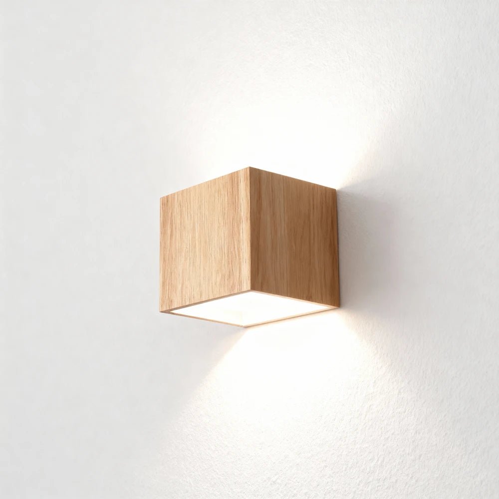 Applique murale LED moderne minimaliste carrée en bois pour Salon - Luminenza - Bois