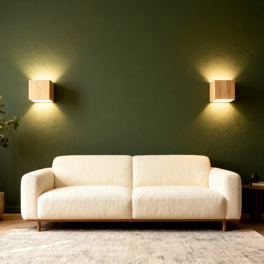 Applique murale LED moderne minimaliste carrée en bois pour Salon - Luminenza - Bois de noyer