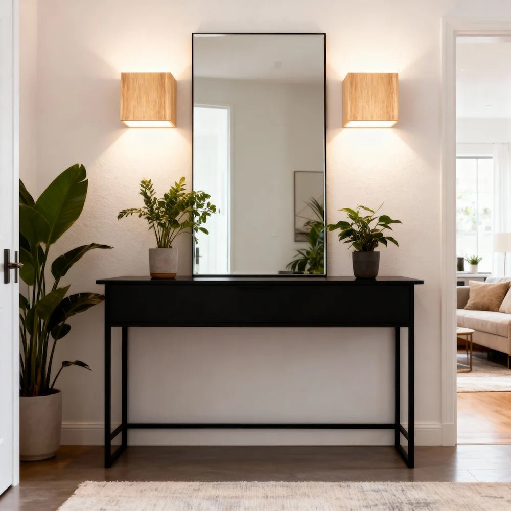 Applique murale LED moderne minimaliste carrée en bois pour Salon - Luminenza - Bois de noyer