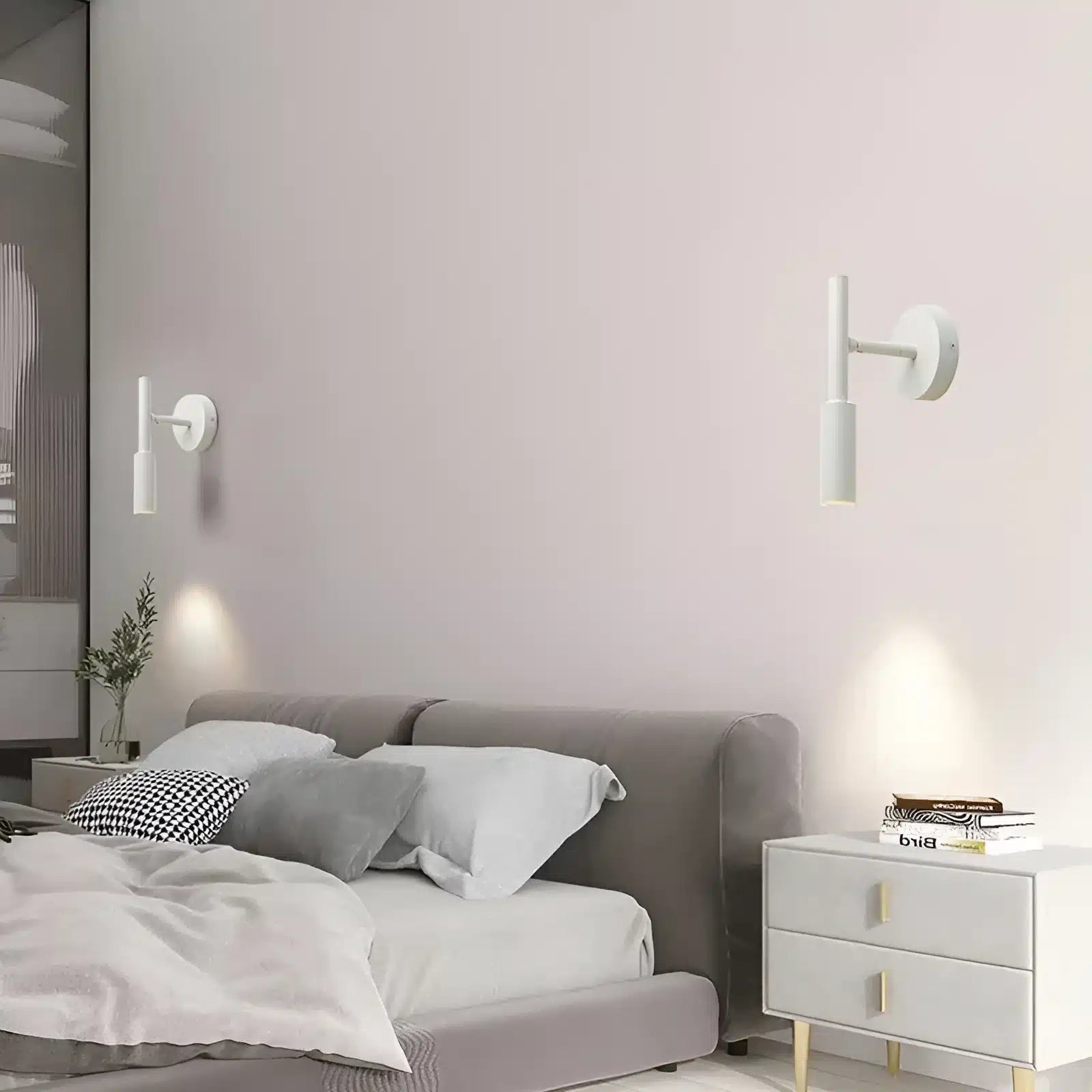 Applique murale LED verticale en forme de cylindre pour chambre - Luminenza - Blanc