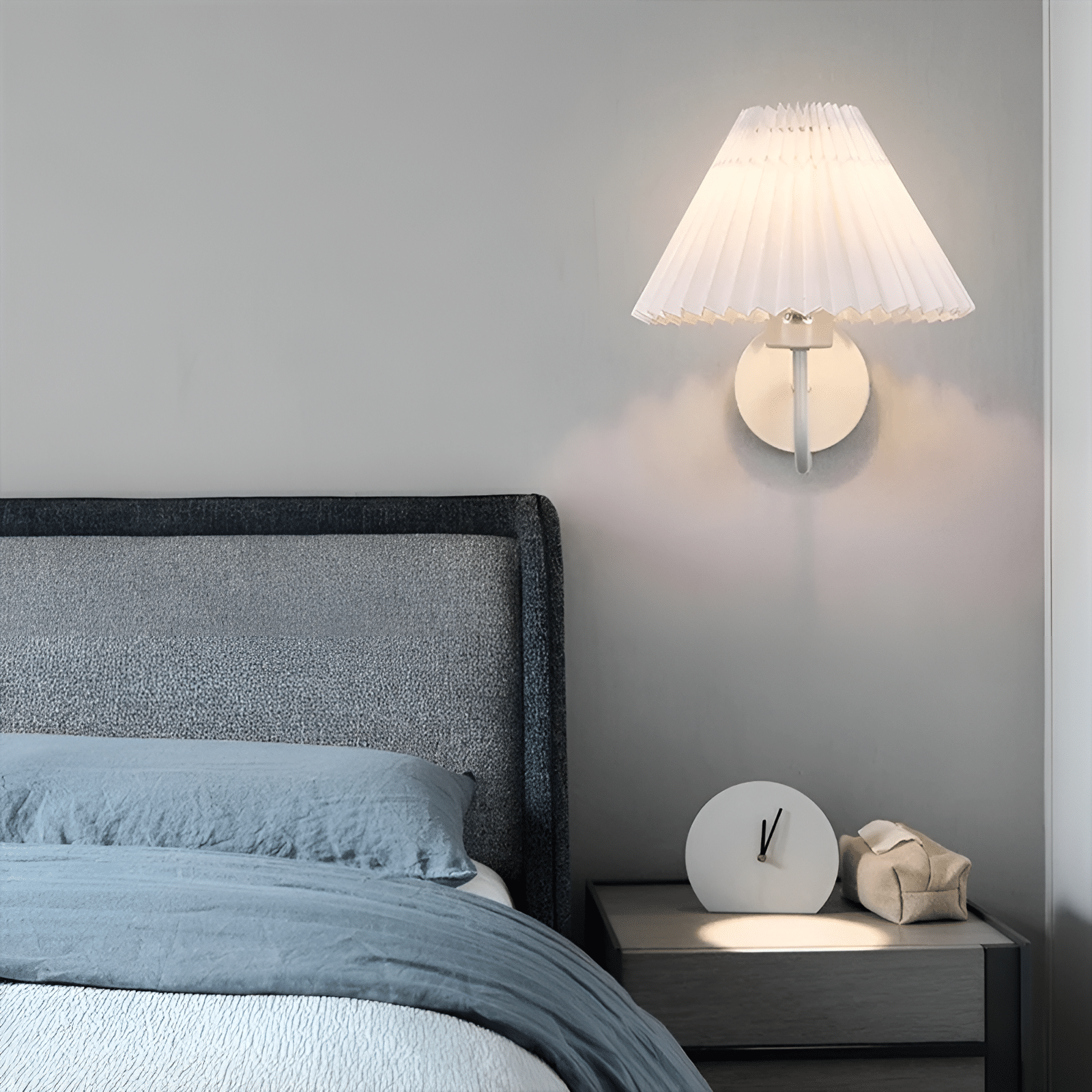 Applique Murale Nordique Rétro en Tissu Plissé Éventail - Luminenza - Blanc