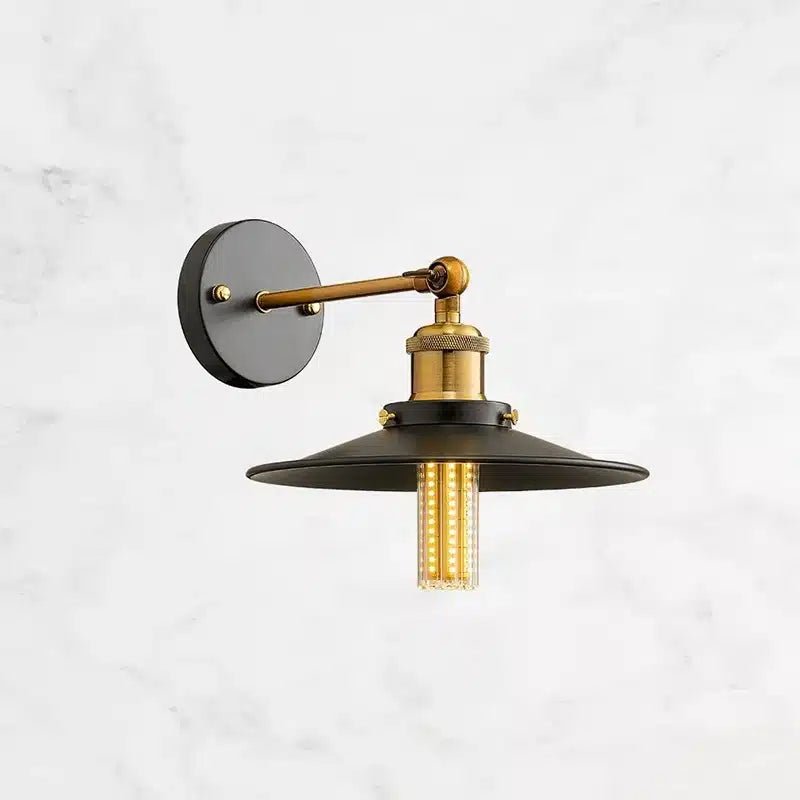 Applique Murale Rétro pour Décoration Intérieure - Abat - Jour Couvercle Plat - Luminenza - Noir