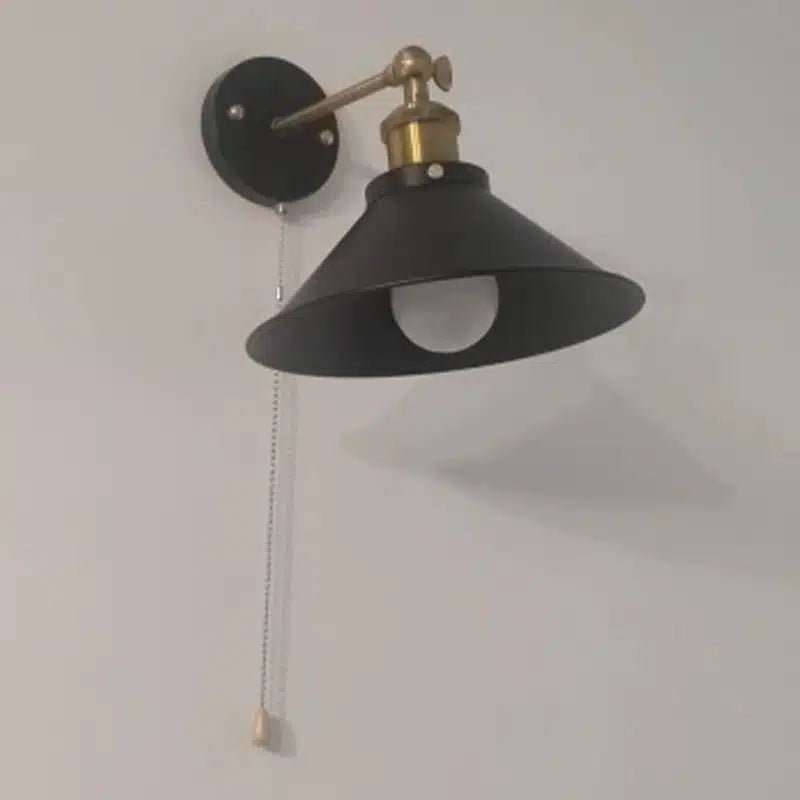 Applique Murale Rétro pour Décoration Intérieure - Abat - Jour Couvercle Plat - Luminenza - Noir