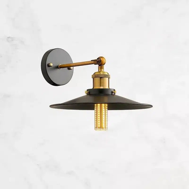 Applique Murale Rétro pour Décoration Intérieure - Abat - Jour Couvercle Plat - Luminenza - Noir