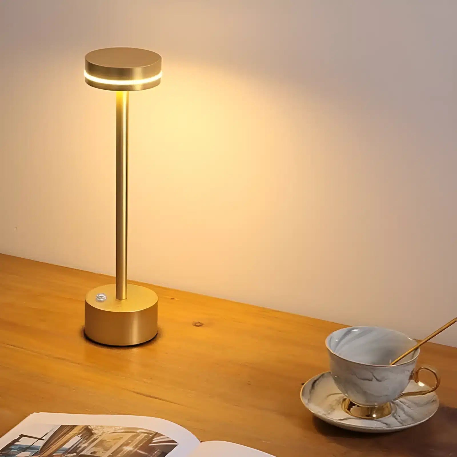 Lampe cylindre tactile rechargeable pour chambre - Luminenza - Noir