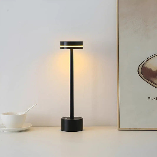 Lampe cylindre tactile rechargeable pour chambre - Luminenza - Noir