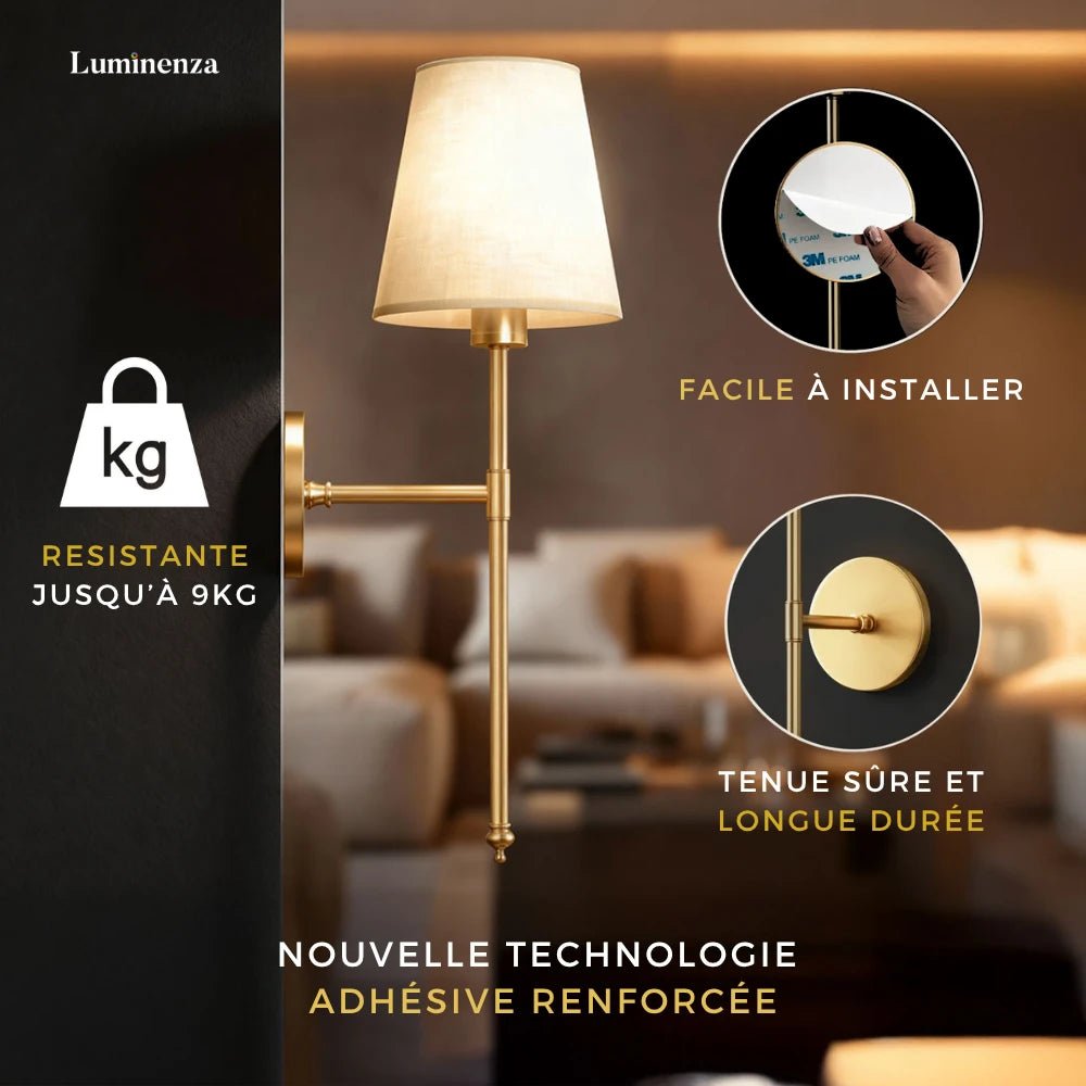 Lampe murale LED sans fil conique (Lot de 2) - Luminenza - Doré