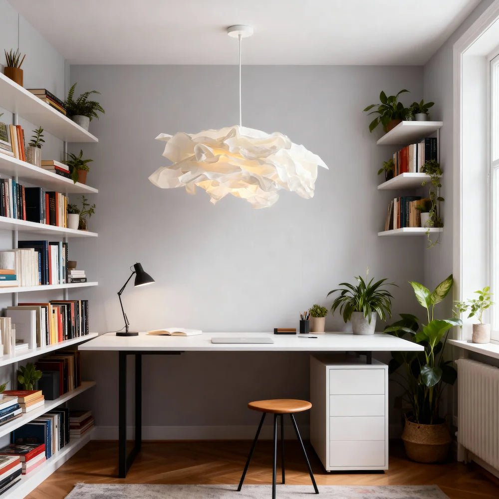 Lampe Pendante en Papier Fait Main pour salon - Luminenza - Blanc