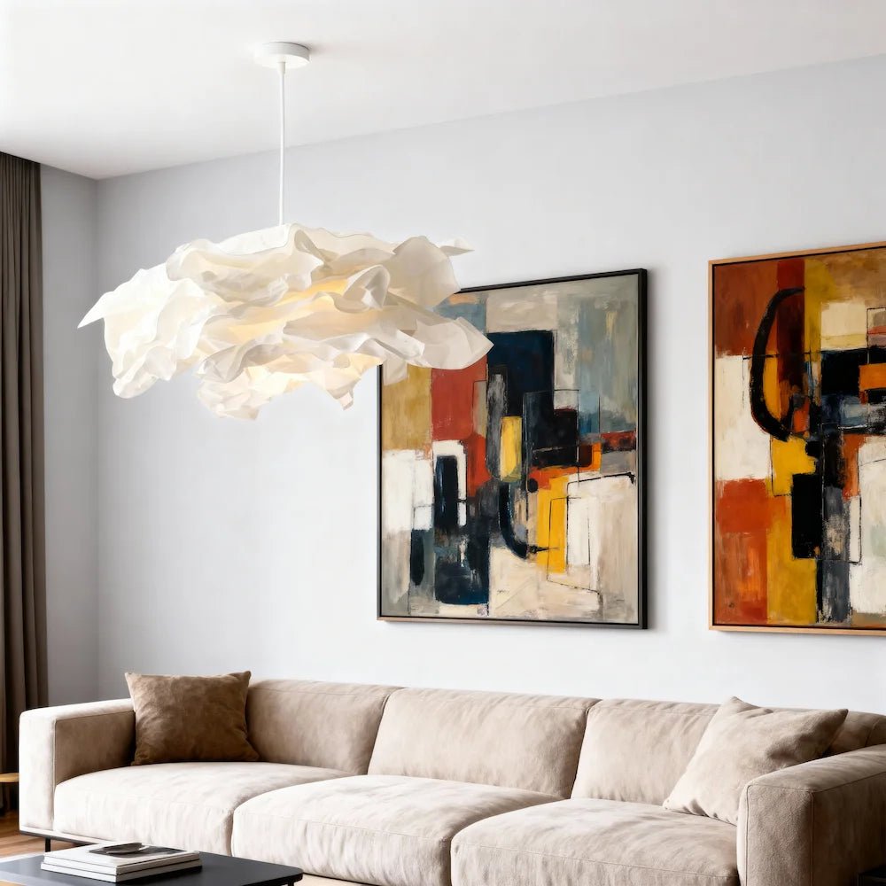 Lampe Pendante en Papier Fait Main pour salon - Luminenza - Blanc