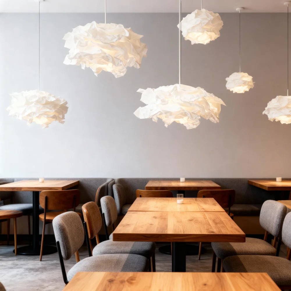 Lampe Pendante en Papier Fait Main pour salon - Luminenza - Blanc